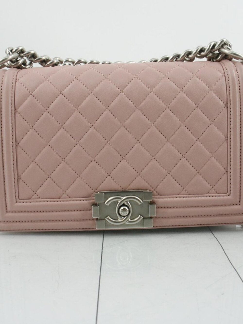 CHANEL Pink Quilted Boy Flap Bag with Silver Hardware